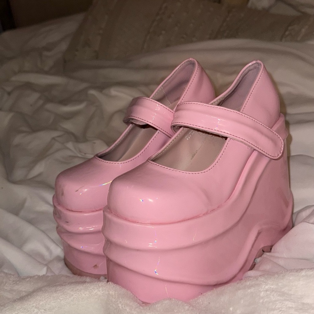 Demonia Pink Platform Mary Janes